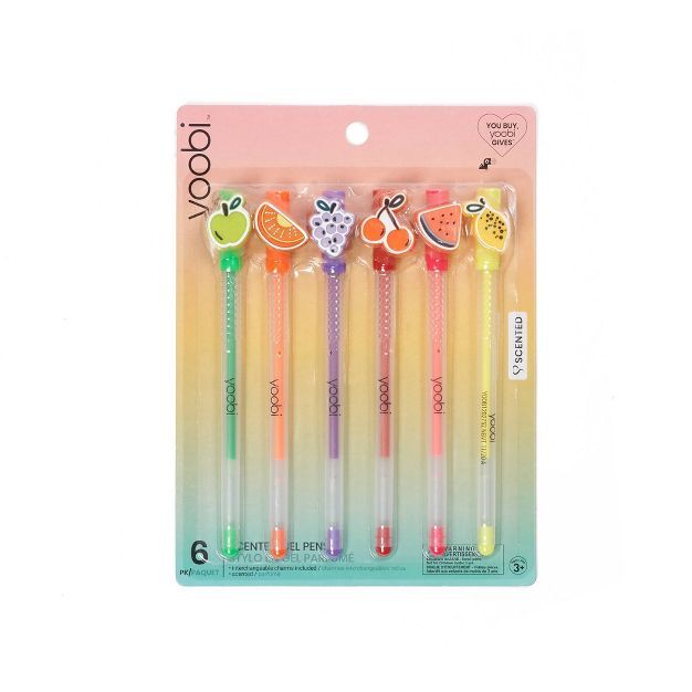 6ct Rollerball Gel Pens Scented Ink Metal Charm Multicolored  - Yoobi™ | Target