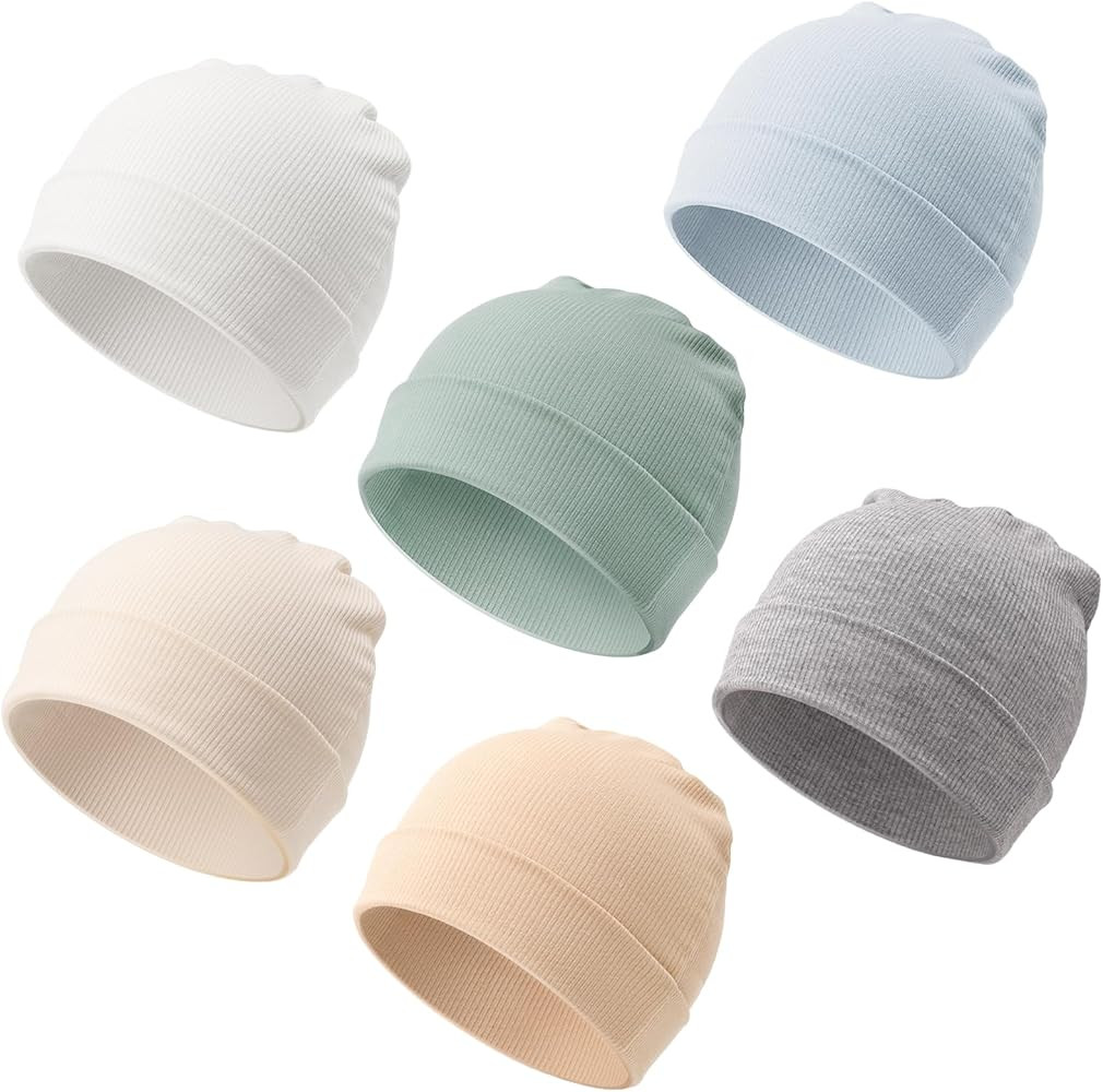 DRESHOW BQUBO 6 Pack Baby Newborn Hats Set for Unisex Infant Newborn Toddler Soft Beanie Hat for ... | Amazon (US)