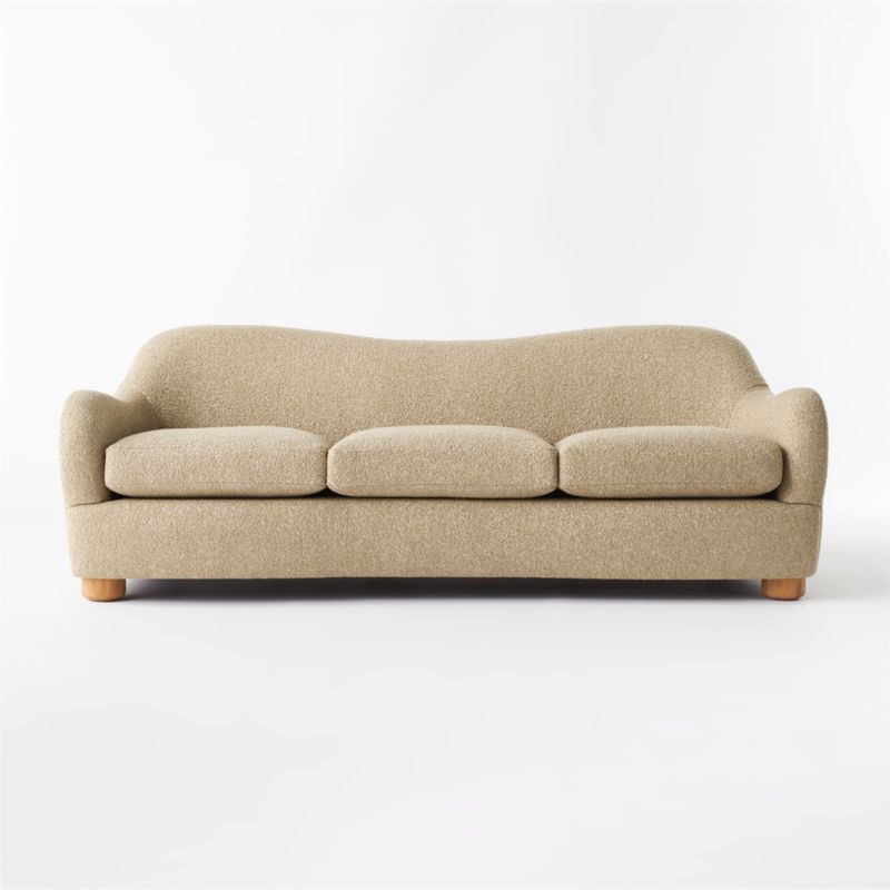 Bacio 86.5" Camel Boucle Sofa with Bleached Oak Legs by Ross Cassidy + Reviews | CB2 | CB2