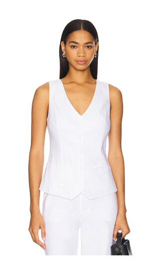 The Jones Linen Vest in Bright White | Revolve Clothing (Global)