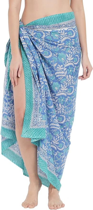 parihan Swimsuit Beach Sarong Cover Ups for Swimwear Women-Hand Print Wrap Skirt | Amazon (US)
