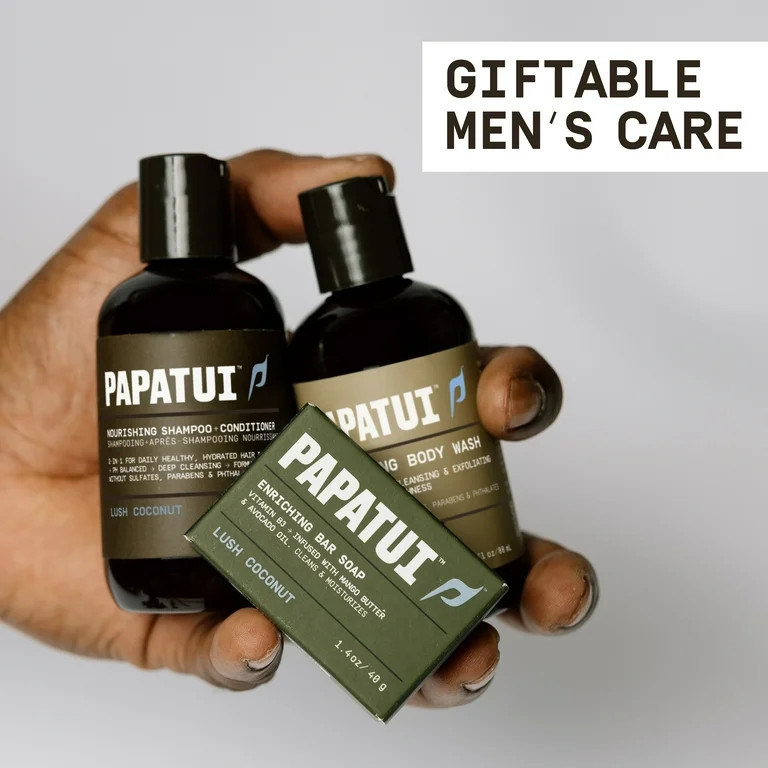 Papatui Holiday Gift Set, Men's Care Mini Shower Pack, Mini Shampoo Conditioner, Body Wash, Bar S... | Walmart (US)