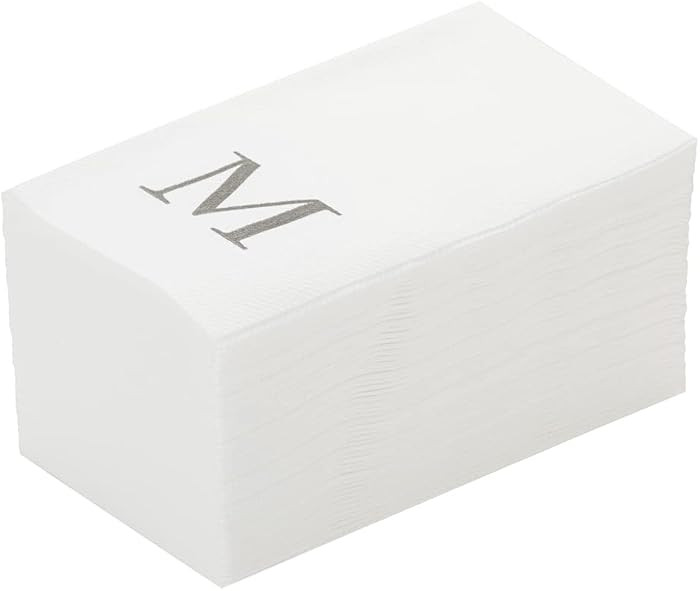 Luxenap 15.8 X 7.9 Inch Linen-Feel Guest Towels, 50 Lettered Hand Towels - Silver Letter 'M', San... | Amazon (US)