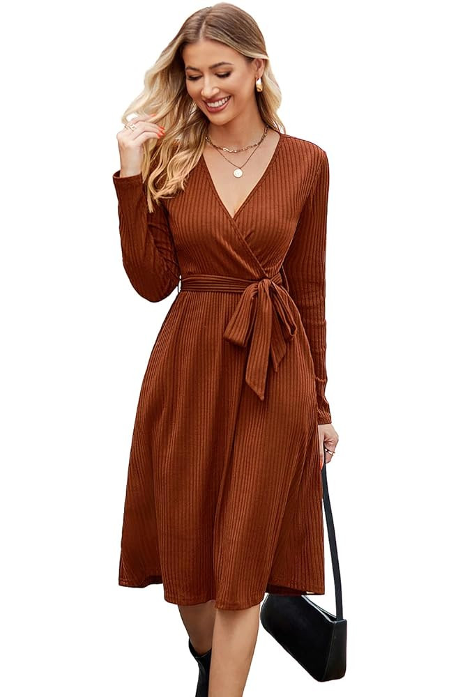 Newshows Womens 2025 Fall Dresses Teacher Church Business Casual Work Outfits Knit Midi Sweater P... | Amazon (US)