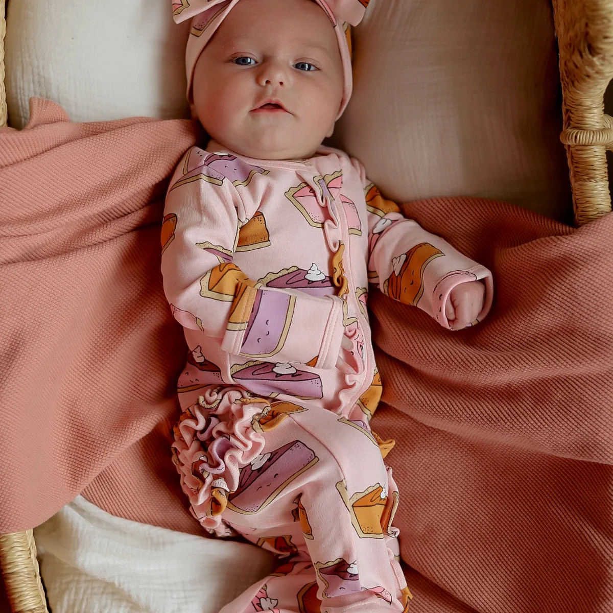 Pumpkin Pie / Organic Frill Zip Footie | SpearmintLOVE