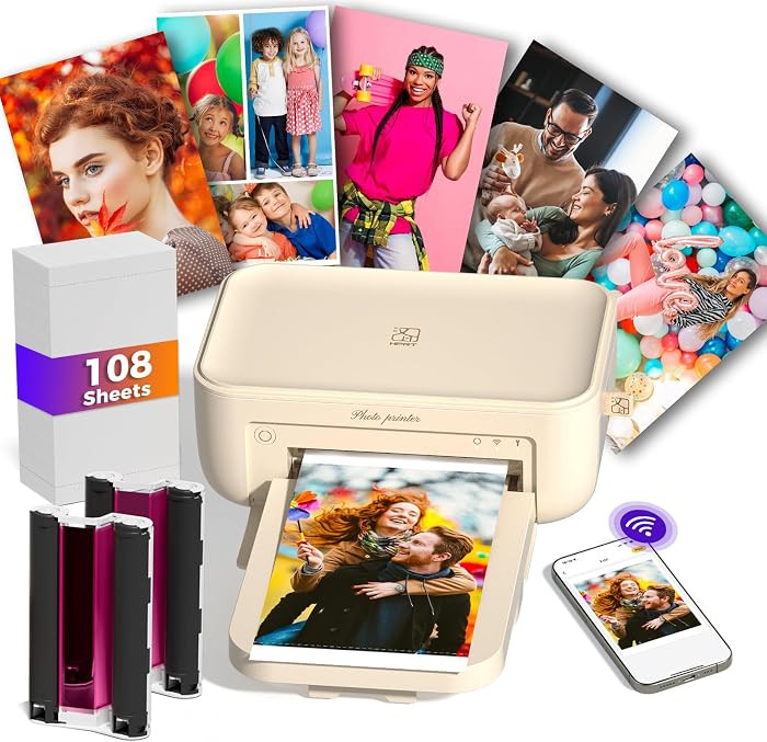 HPRT 4x6 Photo Printer with 108 Sheet Photo Paper& 2 Ribbon, Desktop Instant Picture Printer for ... | Amazon (US)