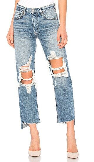 GRLFRND Helena High-Rise Straight Jean in It's Cold Out | Revolve Clothing (Global)