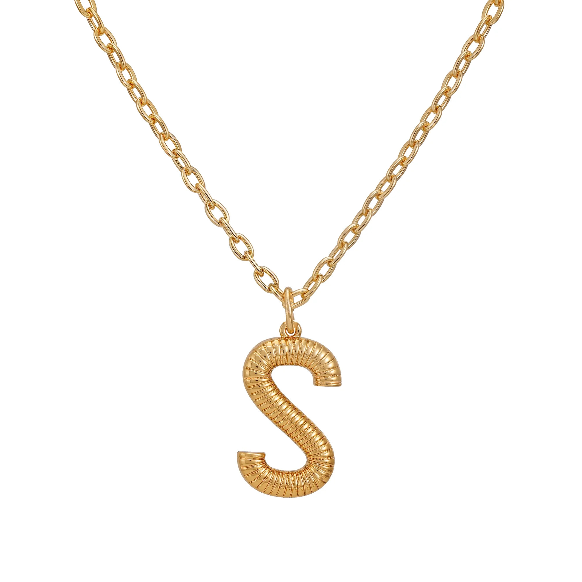 Time and Tru Women's Goldtone Initial S Necklace with Giftable Pouch | Walmart (US)