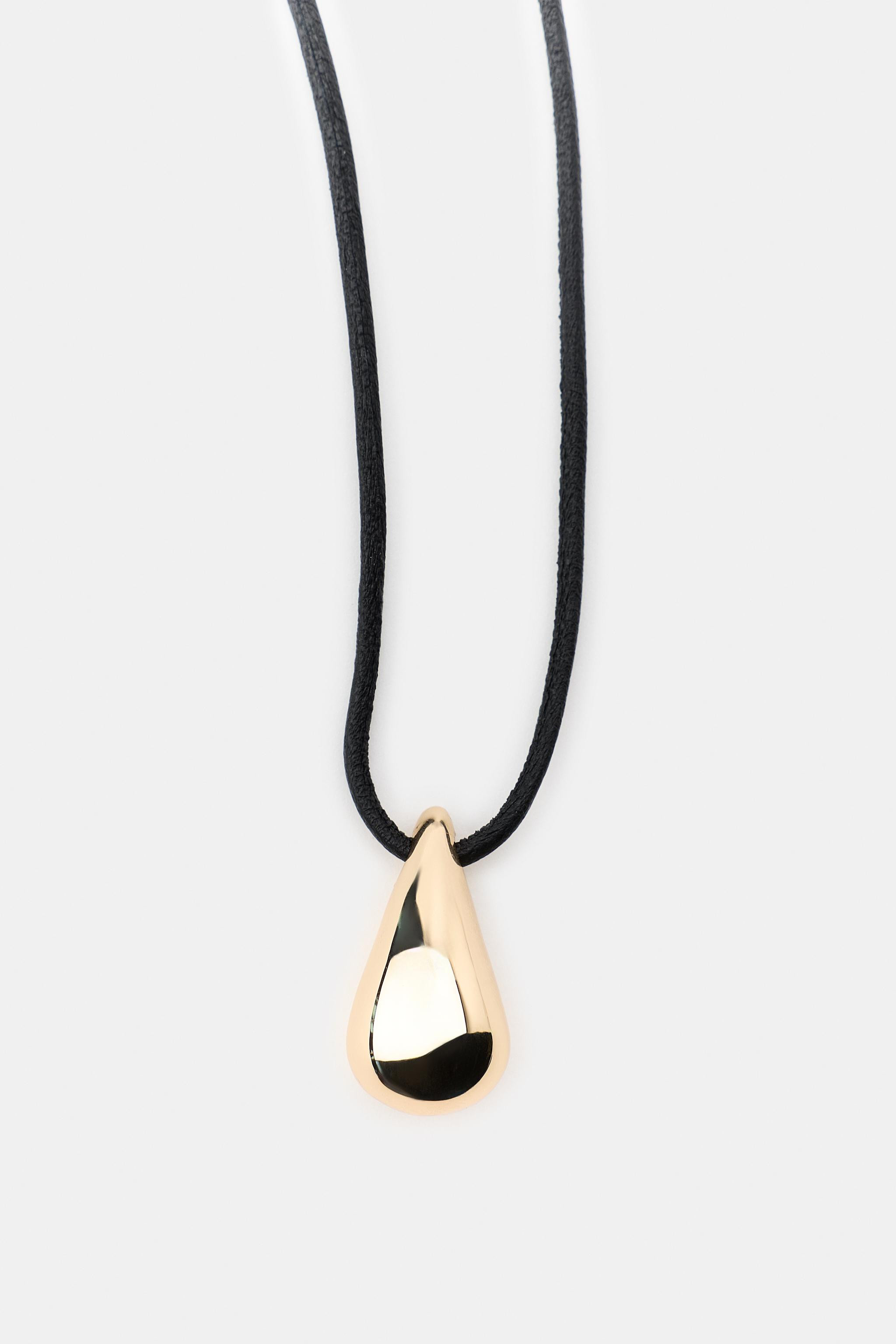 TEARDROP LEATHER CORD NECKLACE | Zara US