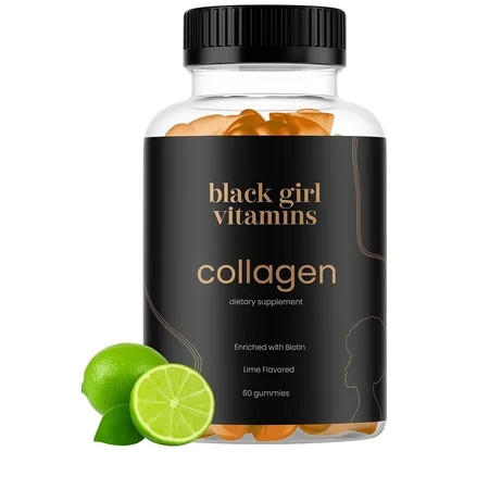 Black Girl Vitamins - Collagen GUMMIES for Healthier Skin, Stronger Hair, and Fuller Nails, with Vitamin C, Vitamin E, and Biotin, Gluten-Free, (Lime), 60ct | Walmart (US)
