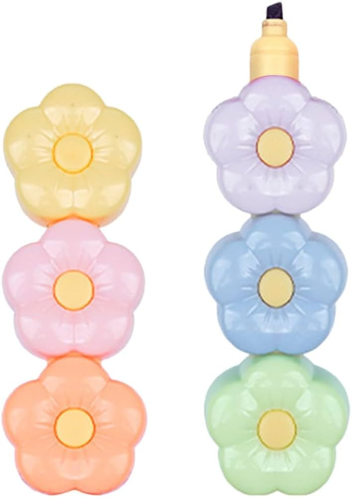 2 Sets Flower Highlighter Colorful Pens Stackable Mini Highlighters School Marking Pen Student Hi... | Amazon (US)