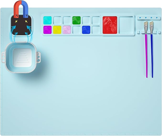 Silicone Craft Mat, 20"x16" Silicone Painting Mat with Cup, Nonstick Silicone Sheet for Resin Jew... | Amazon (US)