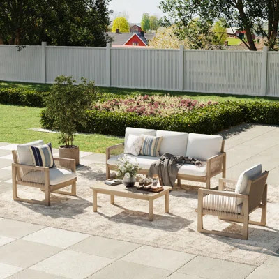 Outdoor 4-piece Conversation Set With Cushions | Wayfair North America