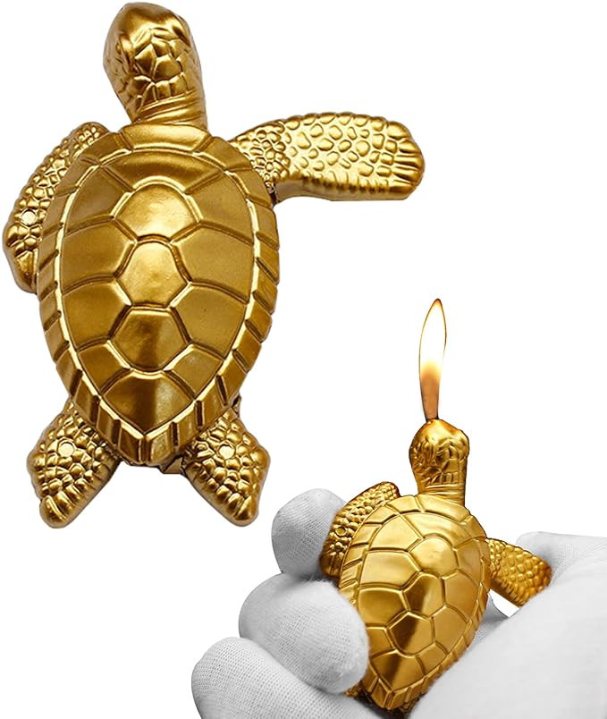 Creative Desktop Golden Turtle Butane Lighter - Cool Portable Gas Lighter With Adjustable Soft Fl... | Amazon (US)