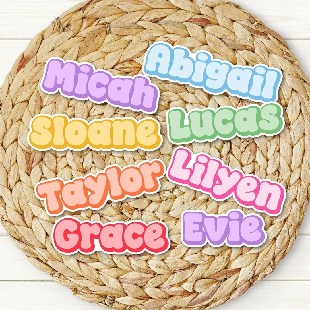 Retro Custom Name Personalized Sticker | Kids Custom Name Sticker | Colorful Personalized Laptop ... | Etsy (US)