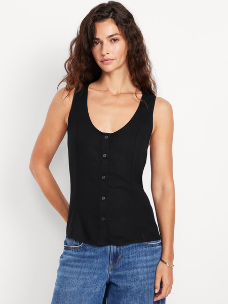 Button-Down Crepe Swing Top | Old Navy (US)