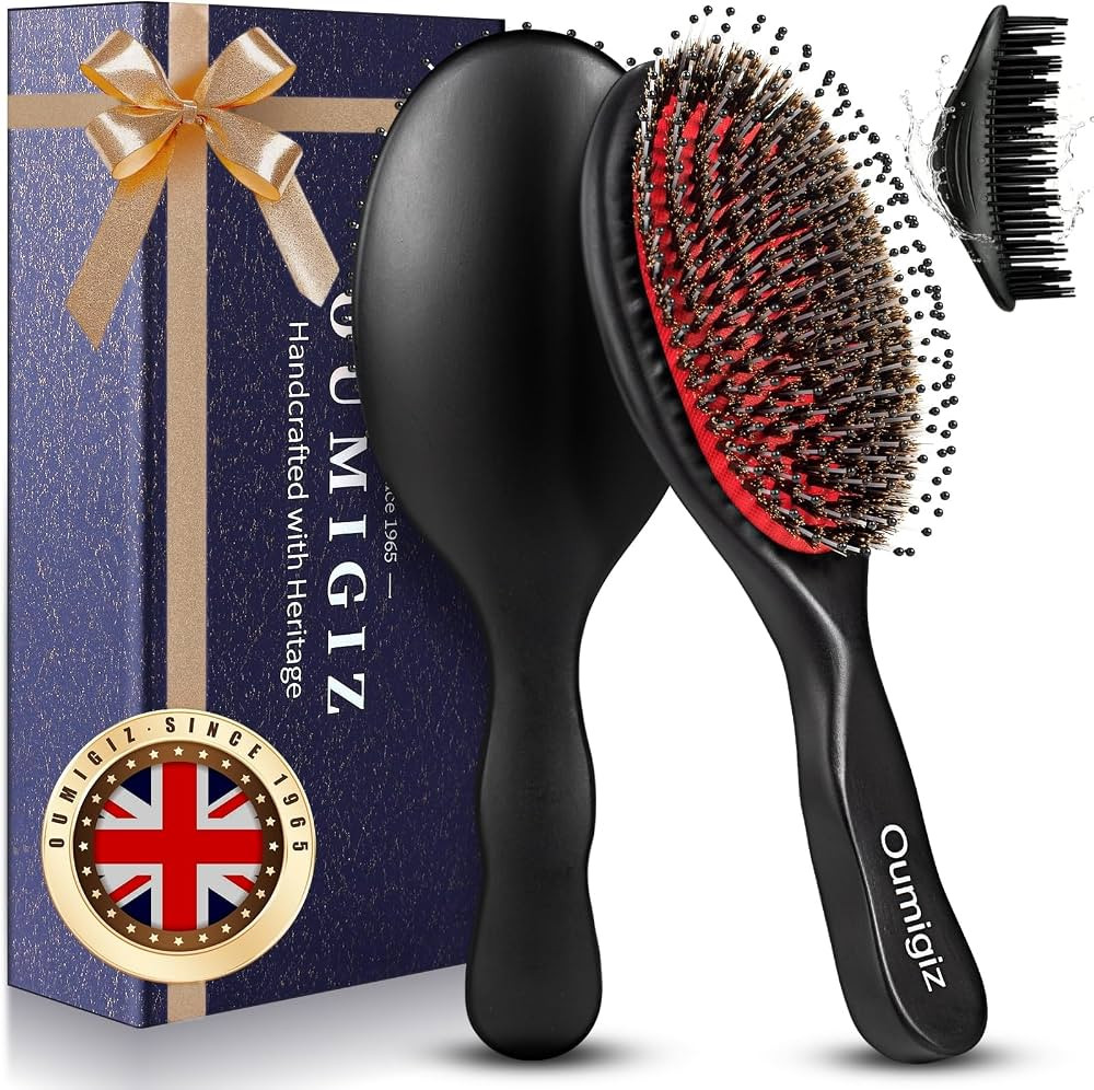 Boar Bristle Hair Brush Since 1965 British Craftsmanship, Handmade Natural Wood Slick Back Hairbr... | Amazon (US)