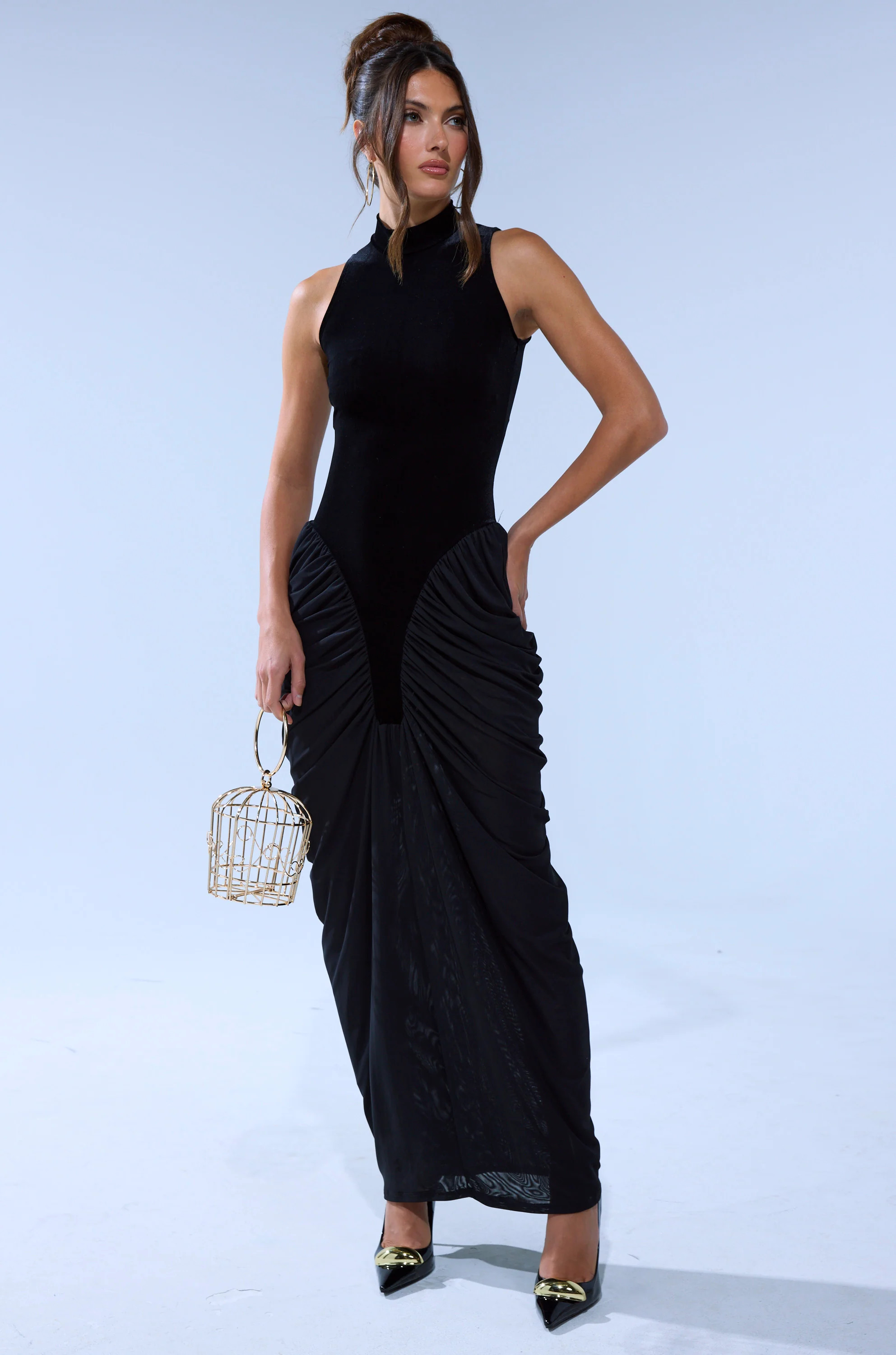 OUT FOR THE NIGHT MOCK NECK MAXI DRESS | AKIRA