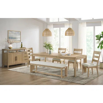 Ashal 6 Person Solid Wood Dining Set With Bench And Server | Wayfair North America