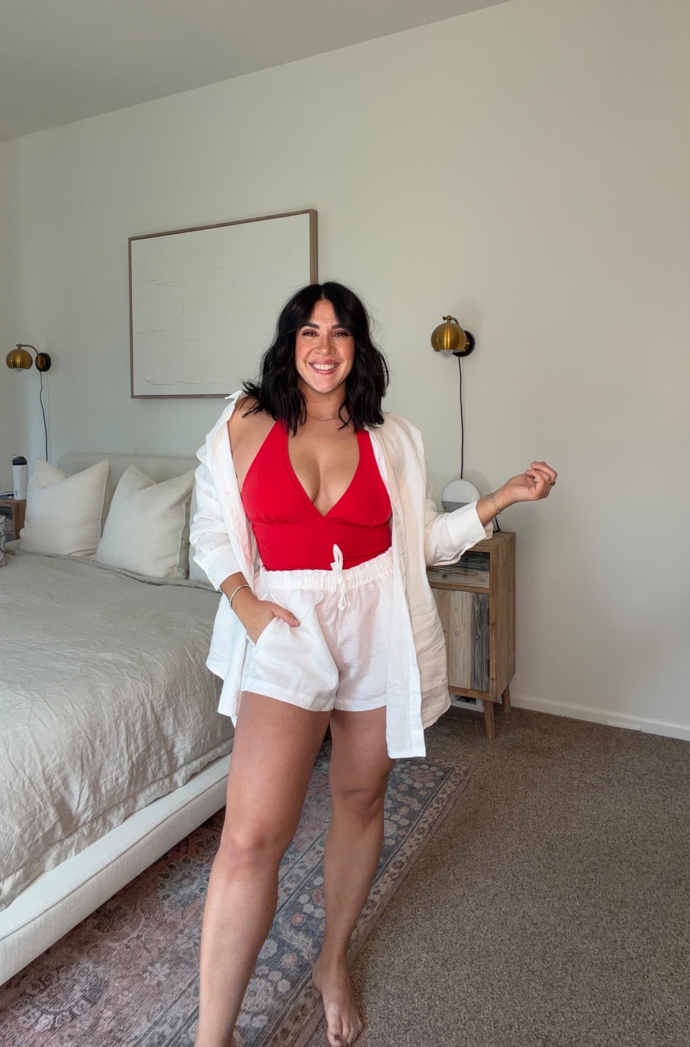 Mine and now YOUR new dream linen set. WOW. Size XL too (for an oversized vibe) and L bottoms (run slight bug but wouldnt go down. I’m normally L/10. Code LTKSPANX OR SPANXLTK? Gets ya 20% off. 

#LTKMidsize #LTKSwim #LTKSaleAlert