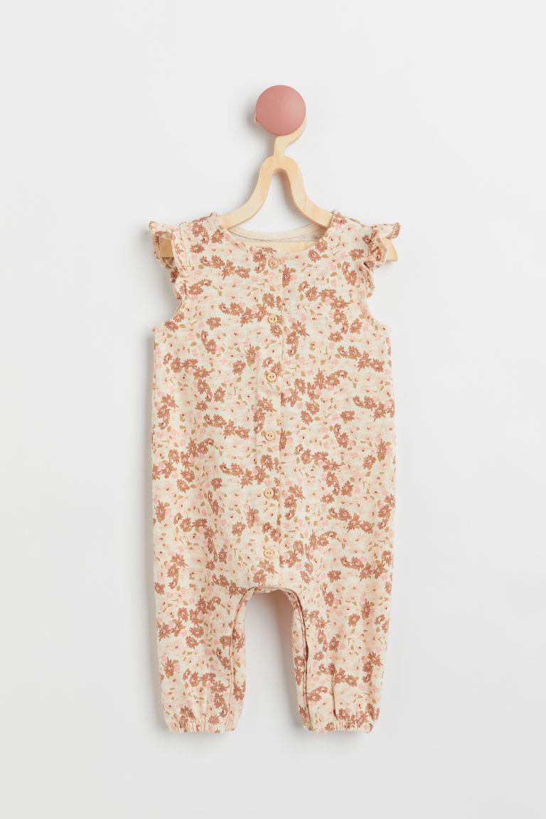 H & M - Slub Jersey Romper Suit - Beige | H&M (US + CA)