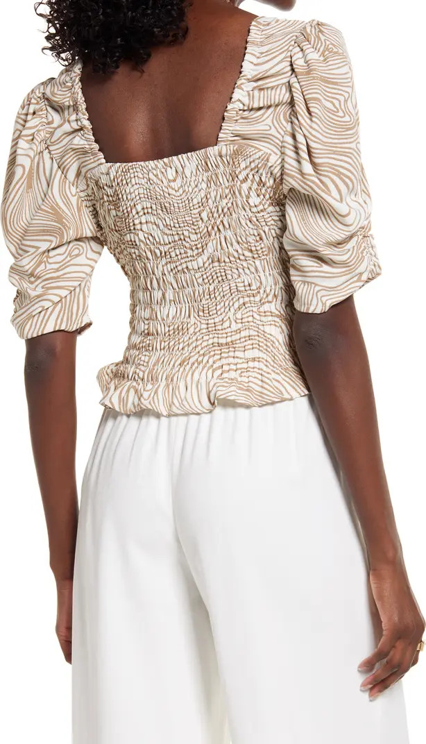 Open Edit Shirred Puff Sleeve Top | Nordstrom | Nordstrom