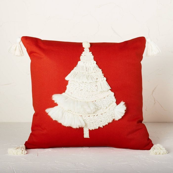 Fringed Christmas Tree with Pom-Poms Square Throw Pillow - Opalhouse™ designed with Jungalow™ | Target