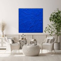 Bright Blue 3D Textured Wall Art Modern Painting | Etsy (US)