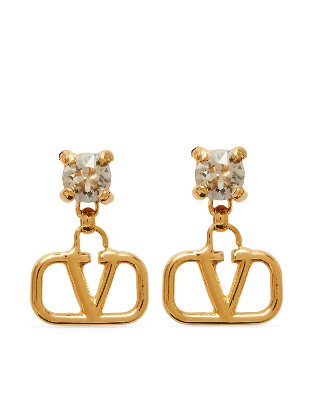 Valentino Garavani VLogo Signature crystal-embellished Earrings - Farfetch | Farfetch Global
