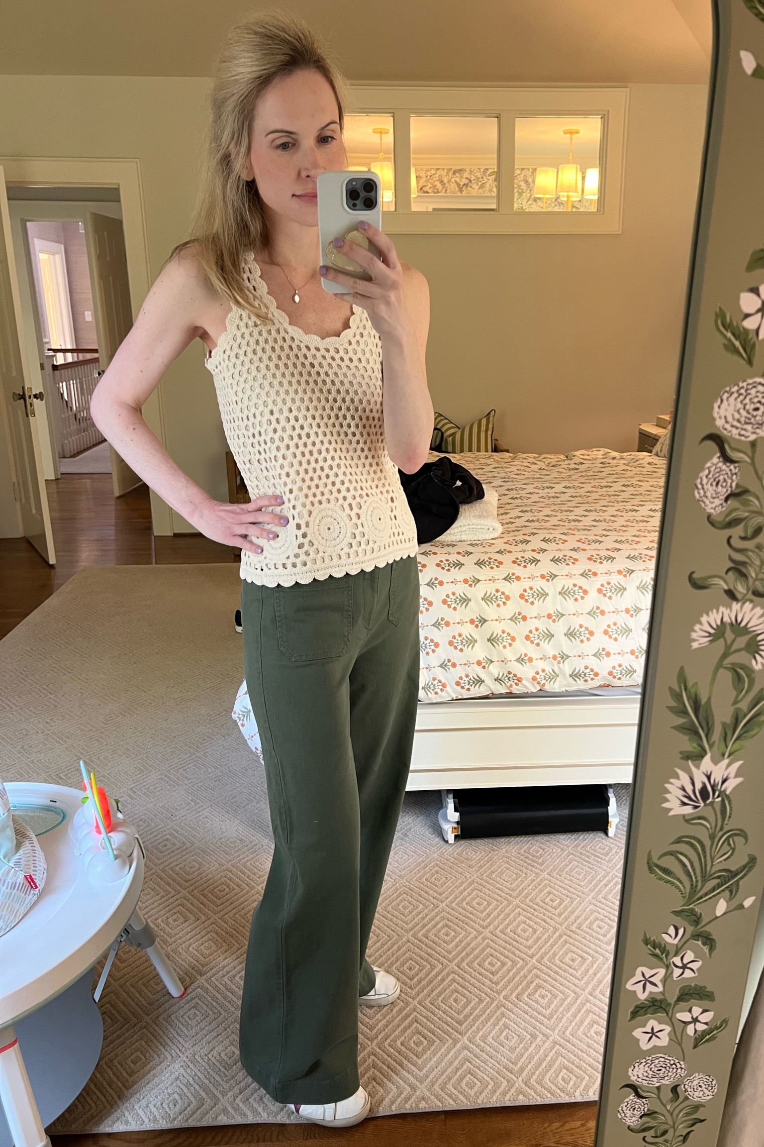 Crochet top, scalloped hem, wide leg pants

#LTKstyletip #LTKsalealert #LTKfindsunder50