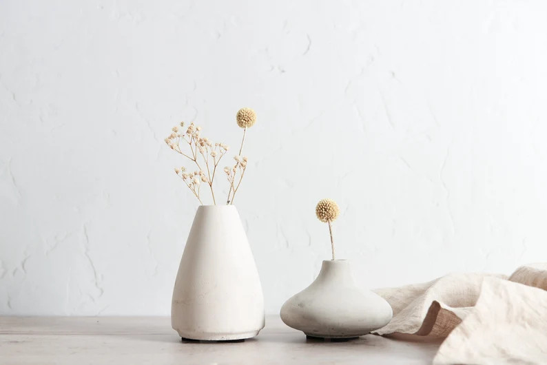 Minimal Concrete Bud Vases Simple Dried Flower Vases | Etsy | Etsy (US)