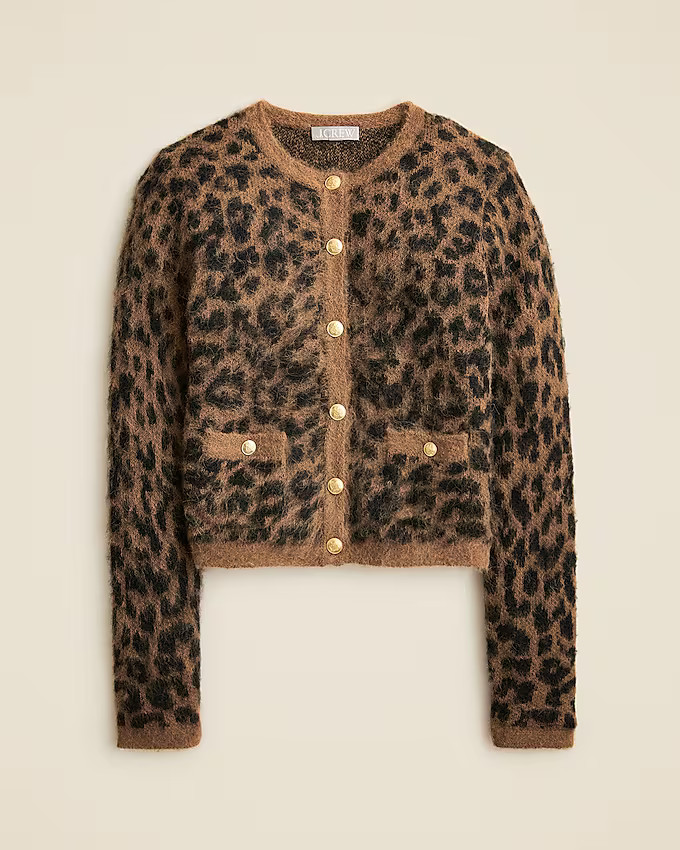 Brushed sweater lady jacket in leopard print | J. Crew US