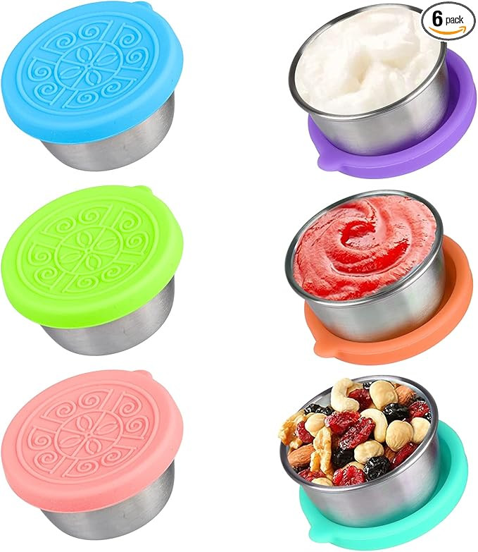 EFOBO 6 Piece Salad Dressing Container To Go, 1.7oz Reusable Small Containers with Lids, Fits in ... | Amazon (US)