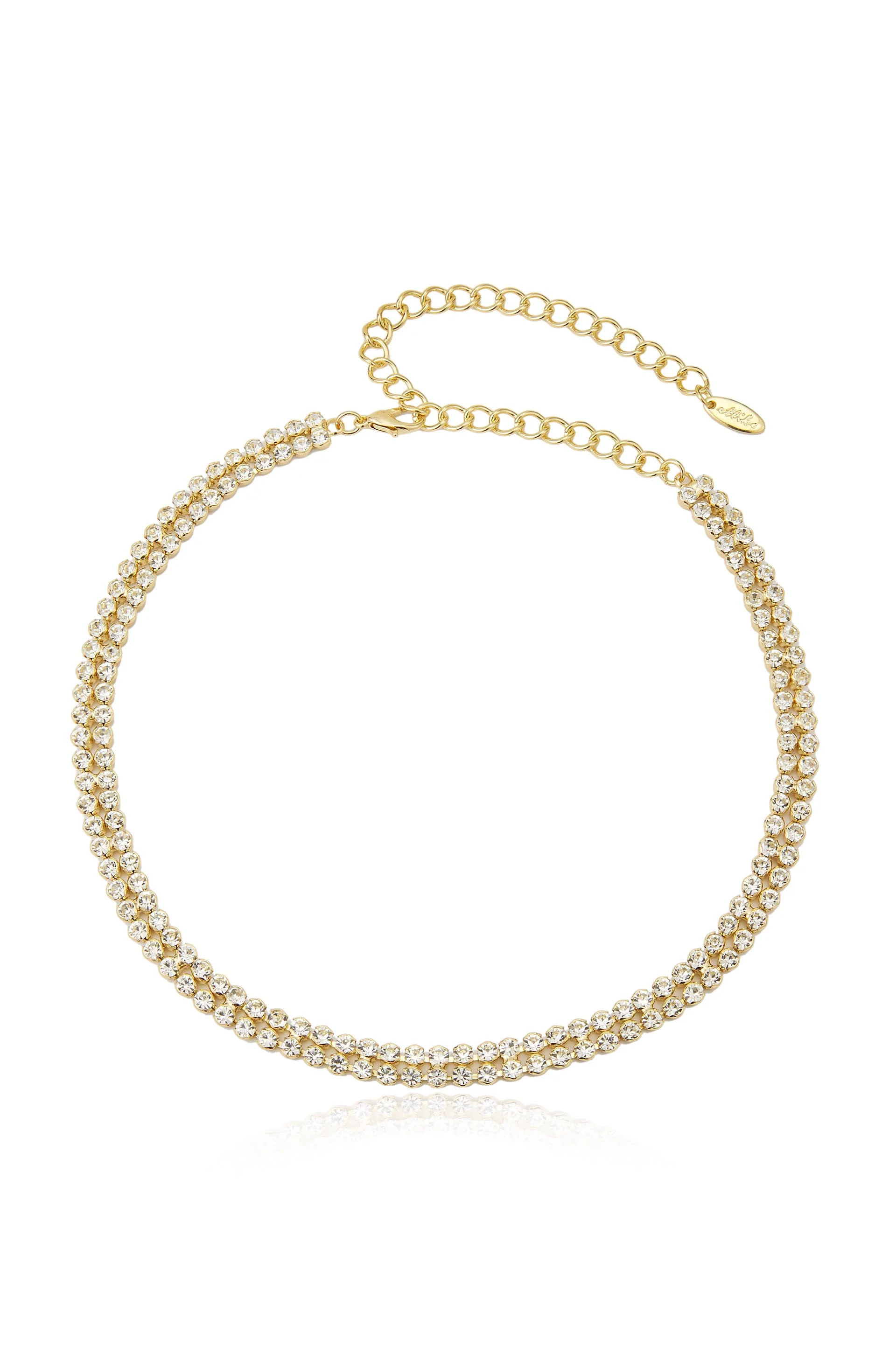 Two Rows of Crystal Sparkle 18k Gold Plated Choker | Ettika