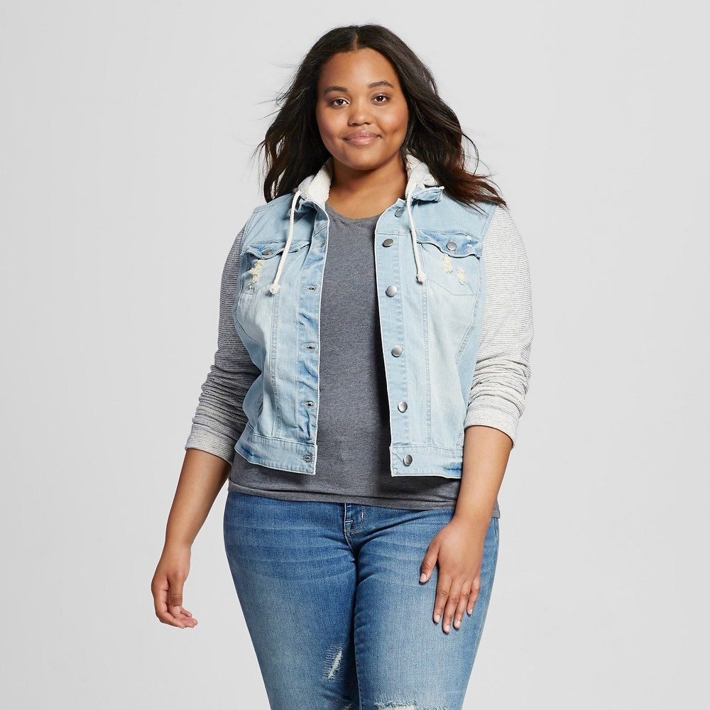 Women's Plus Size Jean Jackets Light Denim 3X - Mossimo Supply Co.(Juniors'), Size: 3XL | Target