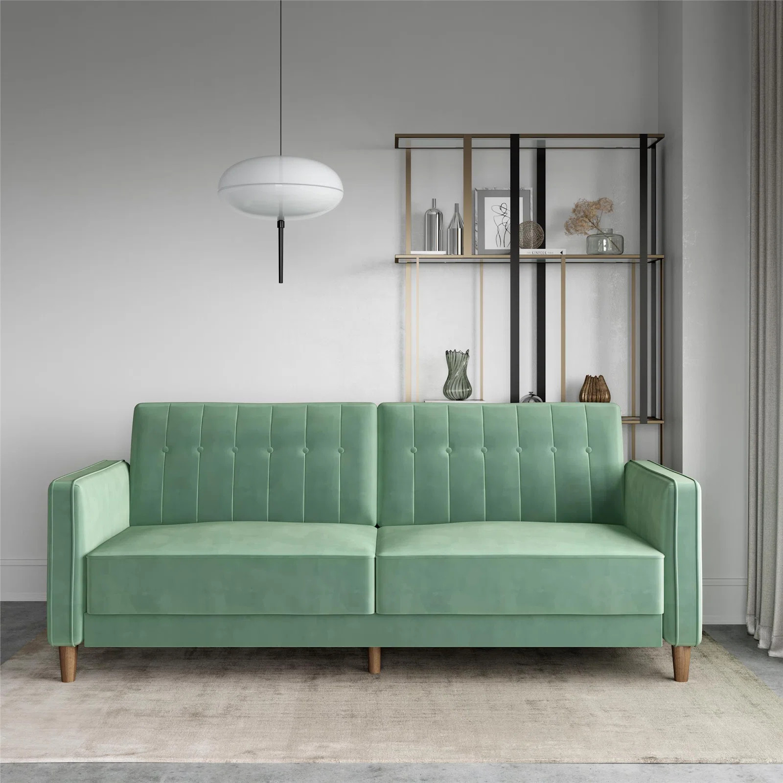 Perdue 81.5" Velvet Square Arm Convertible Sofa | Wayfair North America