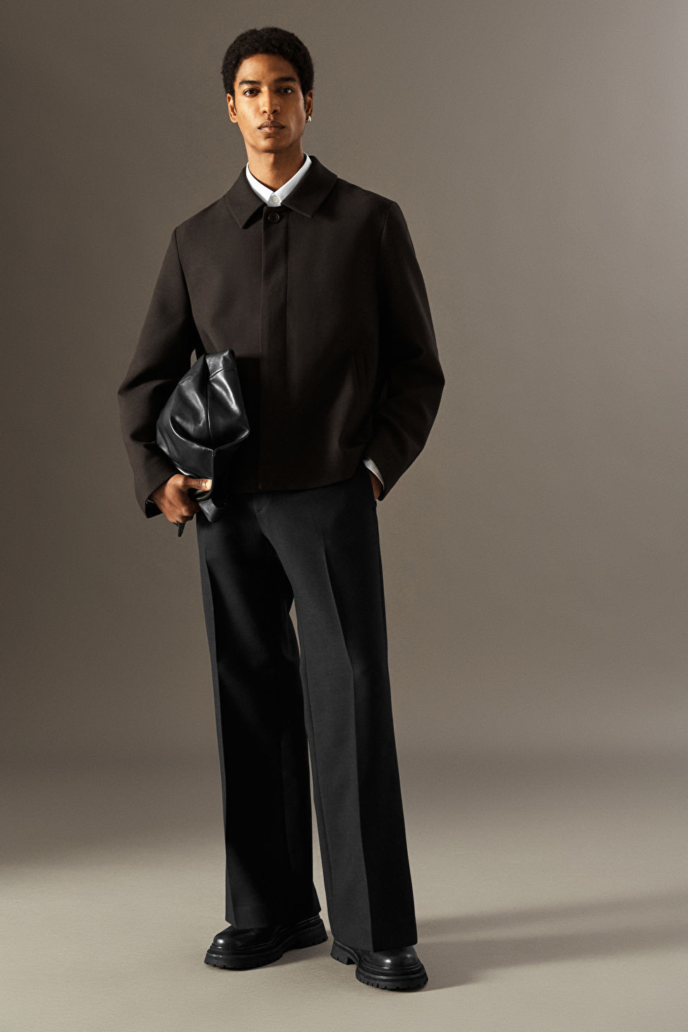 CROPPED WOOL-BLEND FLARED TROUSERS - BLACK - COS | COS UK