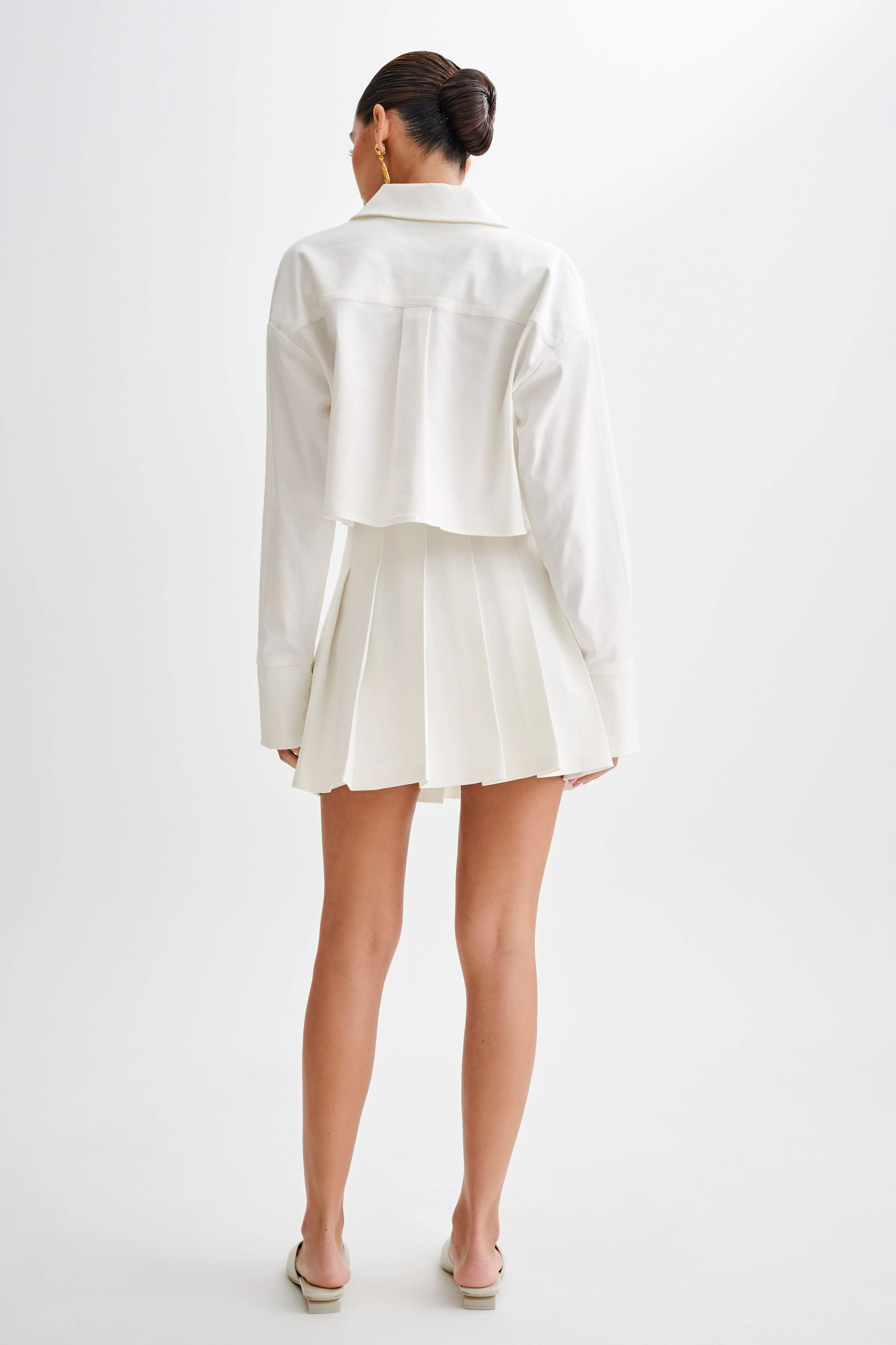 Julianna Cotton Button Up Shirt - White | MESHKI US