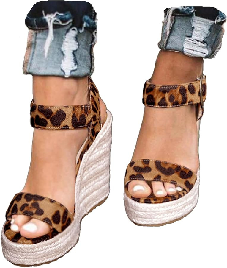 VICKI·VICKI Women's Platform Sandals Wedge Ankle Strap Open Toe Sandals | Amazon (US)