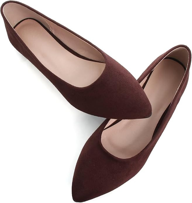 SAILING LU Women's Suede Pointed Toe Comfortable Ballet Flats | Amazon (US)