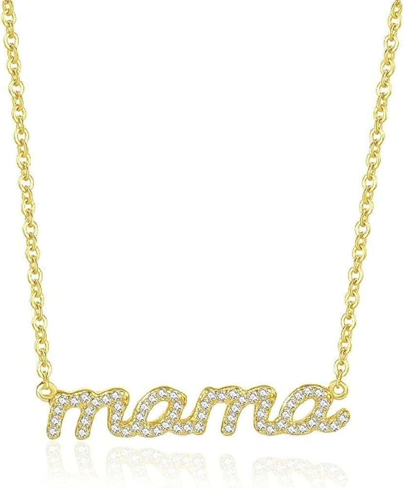 14K Gold Moissanite Alphabet Pendant Necklace, Sparkling Mama Necklace - Unique Mother's Day Jewe... | Amazon (US)