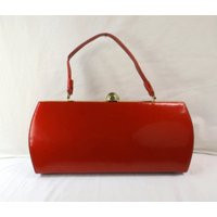 1960's Metallic Red Patent Leather Handbag | Etsy (US)