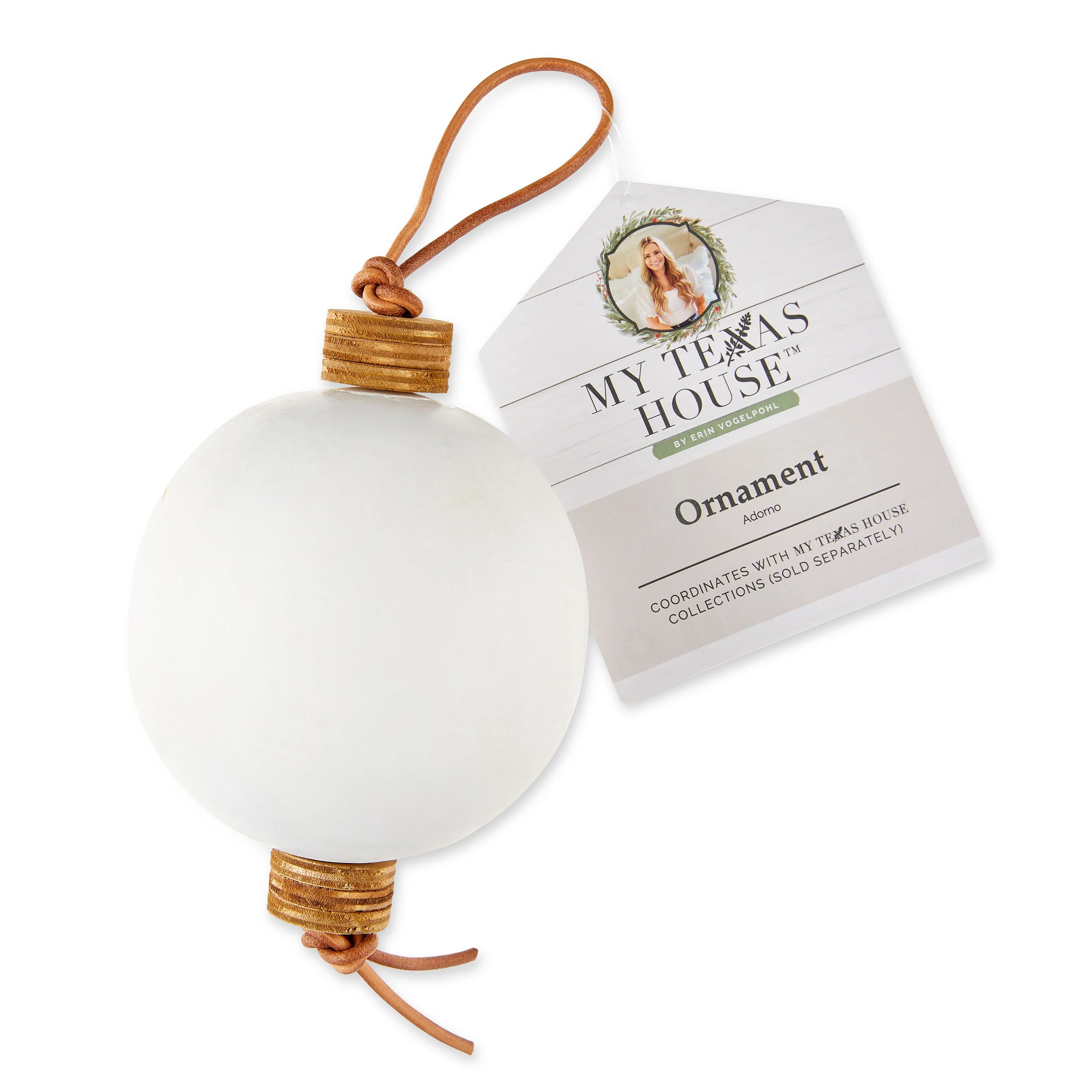 My Texas House White Wood Ball Hanging Ornament, 3.5" | Walmart (US)