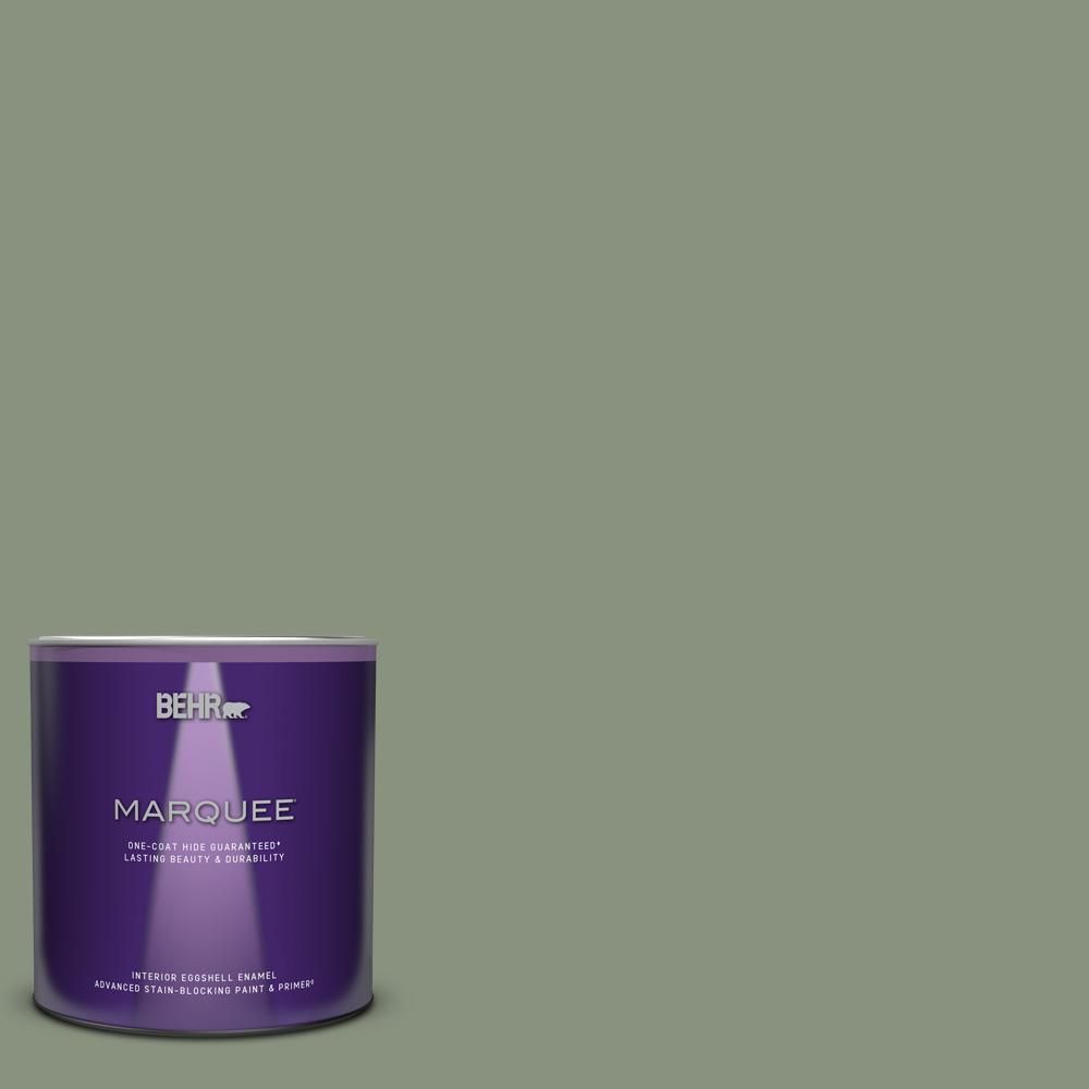 BEHR MARQUEE 1 qt. #N390-5 Eucalyptus Wreath One-Coat Hide Eggshell Enamel Interior Paint and Primer | The Home Depot