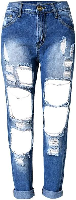 RieKet Women Distressed Boyfriend Ripped Jeans for Juniors | Amazon (US)