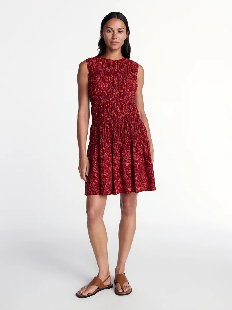 Time and Tru Women's Smocked Sleeveless Mini Dress, Sizes XS-XXXL | Walmart (US)