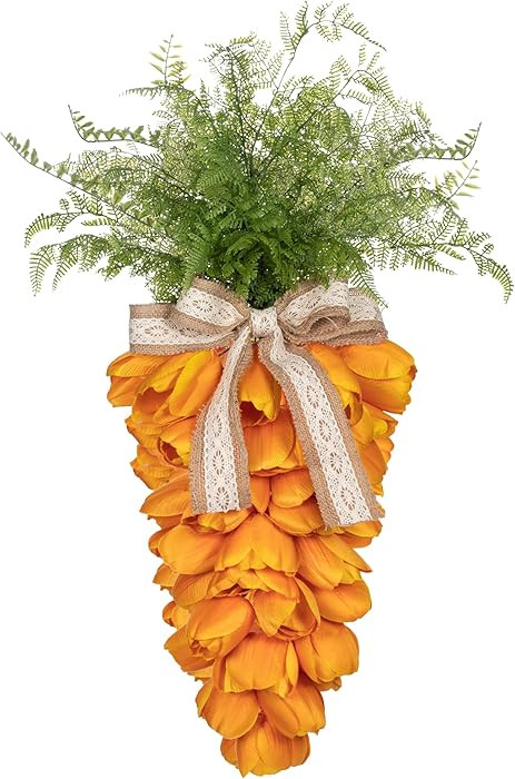 KI Store Tulip Carrot Wreath Orange Carrot Swag Easter Door Decoration Spring Decor for Door Wind... | Amazon (US)