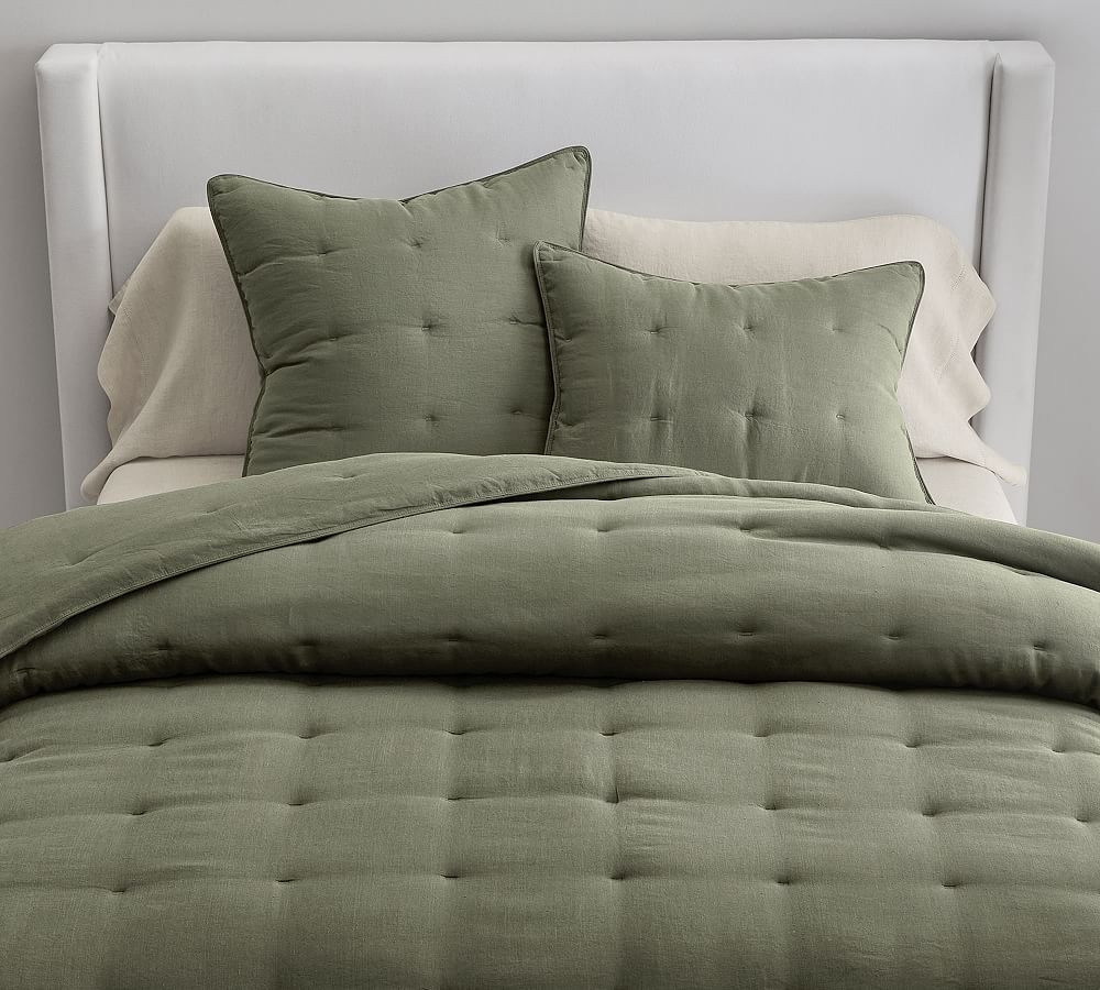 Belgian Flax Linen Comforter, Loden, King/Cal. King | Pottery Barn (US)