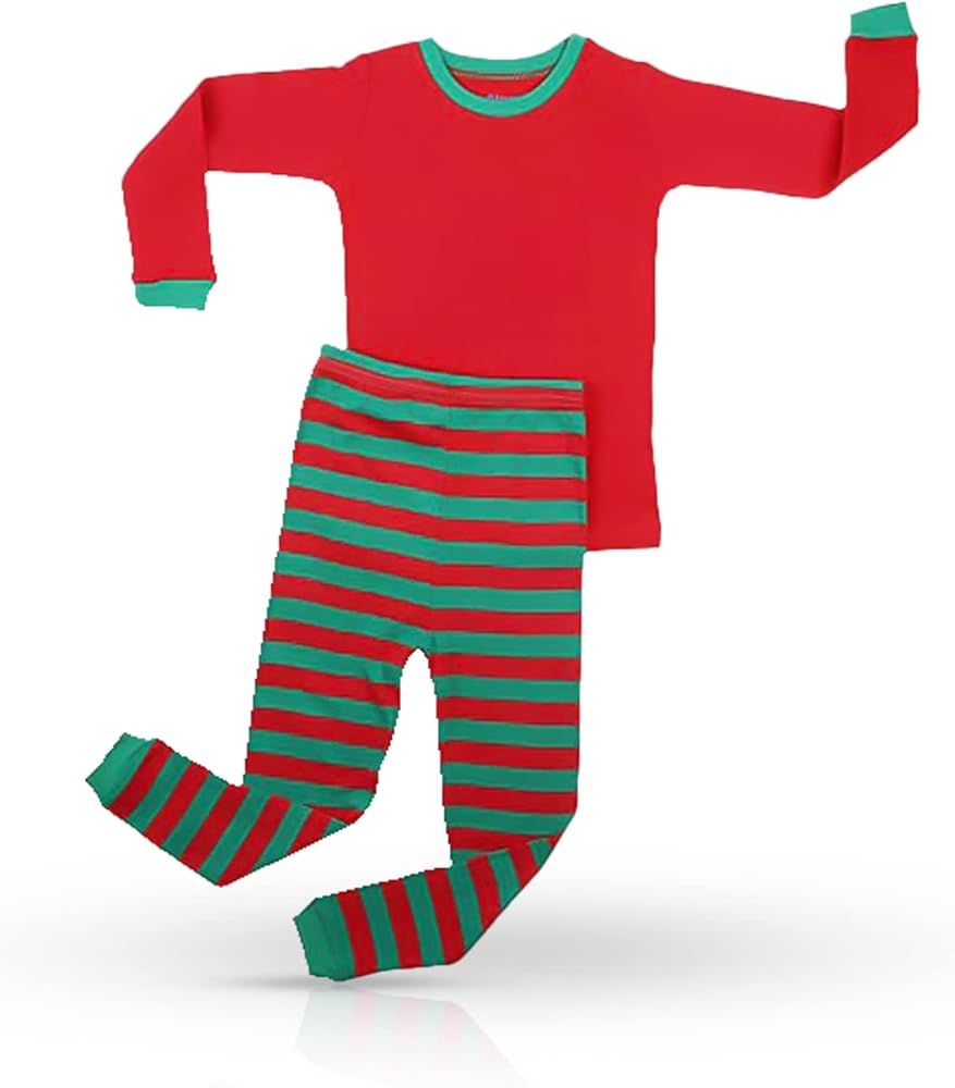 Elowel Boys Girls Striped 2 Piece Kids Pajamas Set 100% Cotton 6M-12Y | Amazon (US)