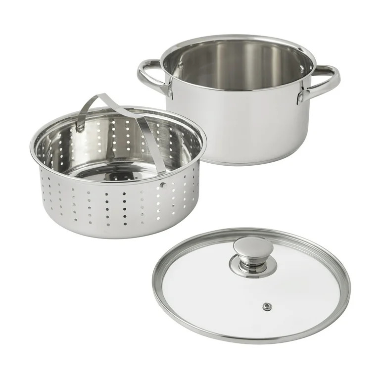Mainstays Stainless Steel 4-Quart Steamer Pot with Glass Lid, Induction Compatible, Dishwasher Sa... | Walmart (US)